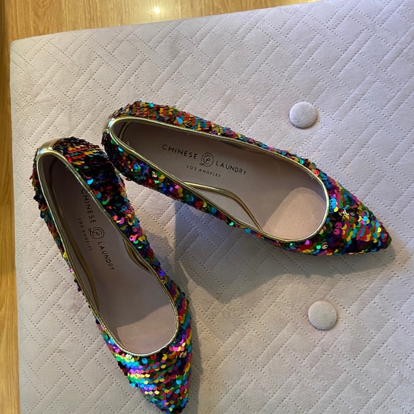 Chinese Laundry leather heels with sparkly flippable sequins - size 6 - … - Picture 3 of 16